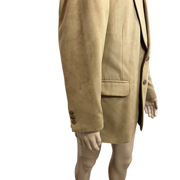 Jeffrey Banks Men’s Blazer Brown 42 R Vintage Polyester Suede Feel Sport Jacket - Picture 10 of 15